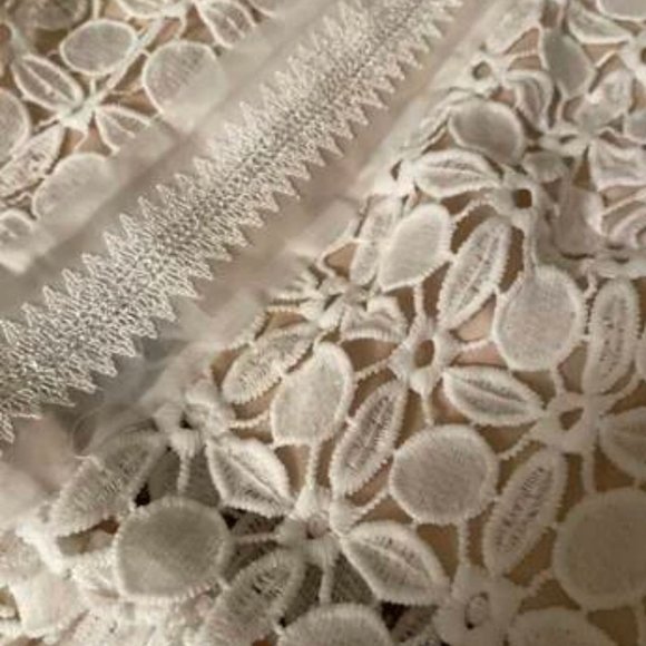 //BEST SELLER// Mesh Insert Mock Neck Flounce Sleeve Lace Dress - Picture 9 of 9